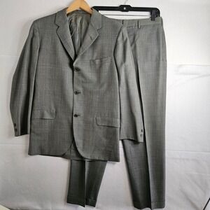 Hickey-Freeman Customized Grey Glen Plaid 3-Button‎ Suit Mens Blazer Trousers